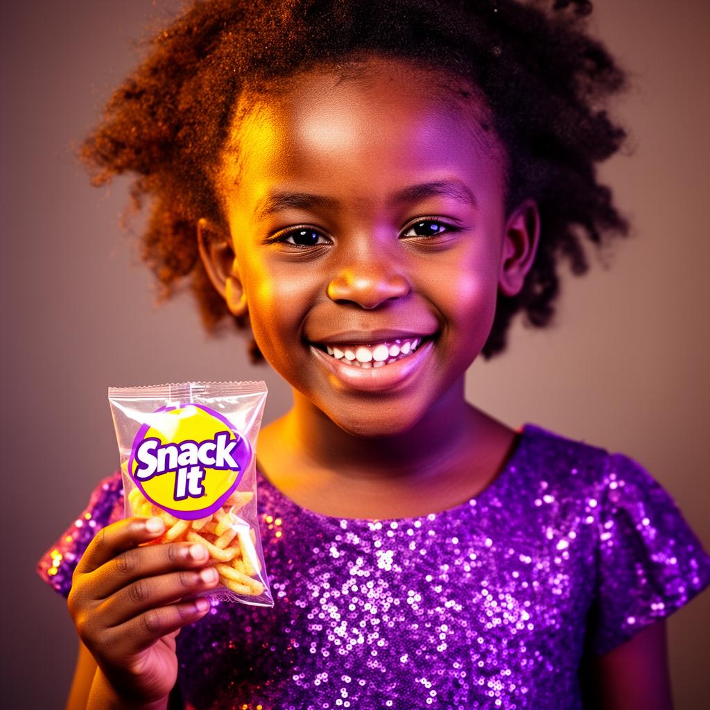 Smiling girl holding a Snack It! pack